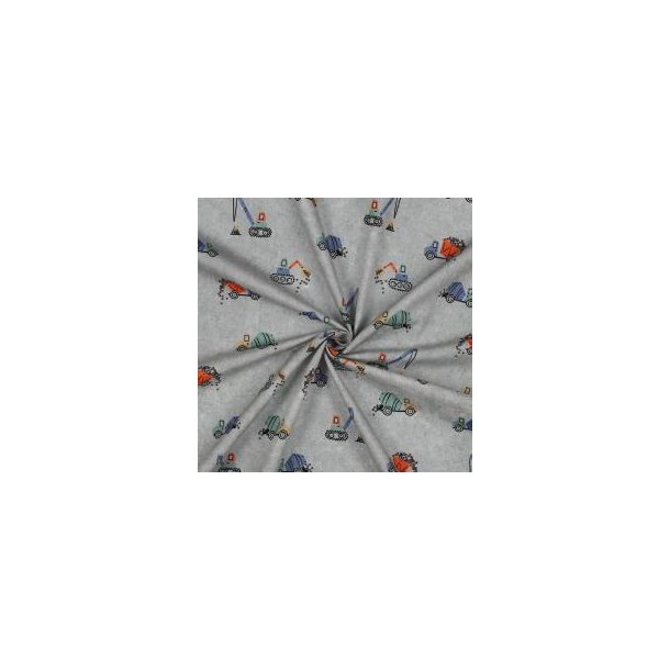 Fine poplin Digital work vehicles, Light grey