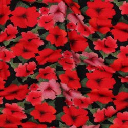 Viscose jersey digital Flowers, Red