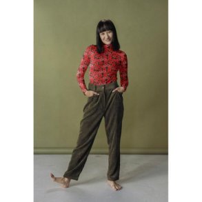 Viscose jersey digital Flowers, Red