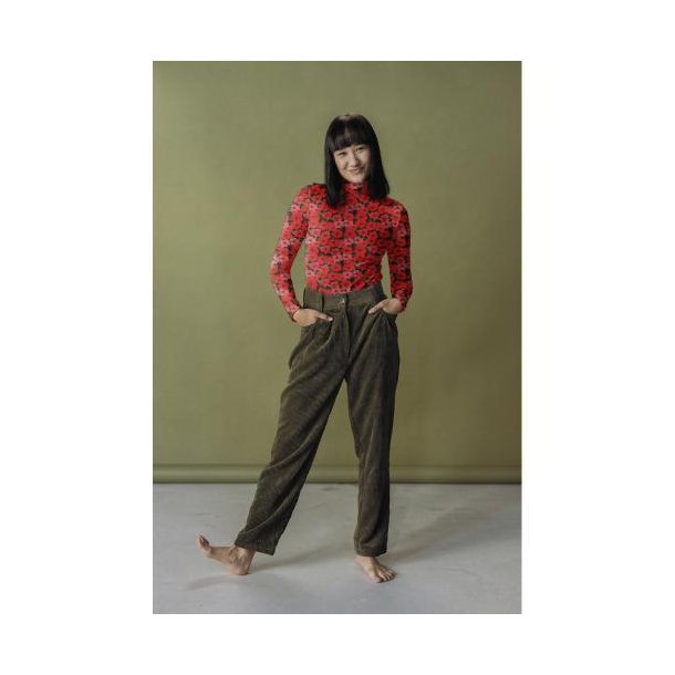 Viscose jersey digital Flowers, Red