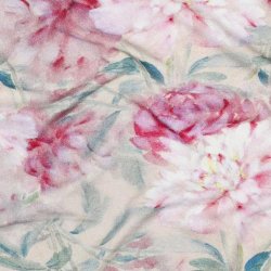 Viscose jersey digital Flowers, Light pink