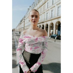 Viscose jersey digital Flowers, Light pink