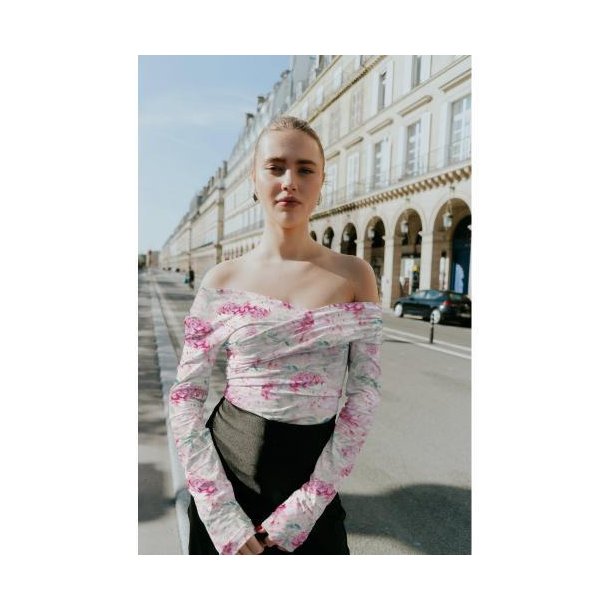 Viscose jersey digital Flowers, Light pink