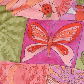 Fine poplin Little ceatures, Bright pink, Nerida Hansen