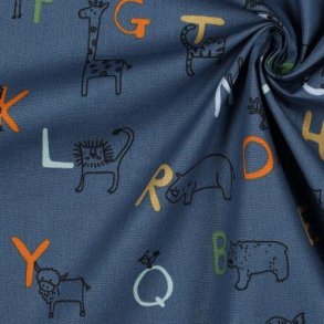 Poplin Gots Animal Alphabeth, Blue