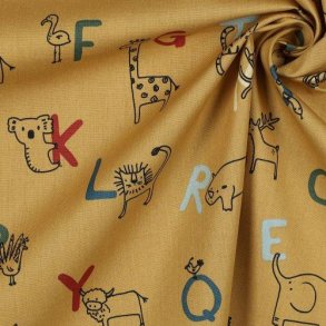 Poplin Gots Animal Alphabeth, Mustard