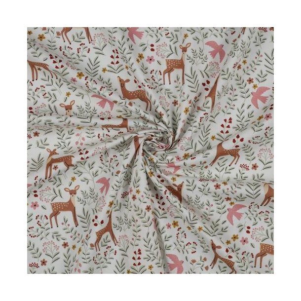 Fine poplin Forest Animals, White