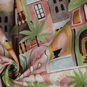 Canvas digital Tropical cottages, White