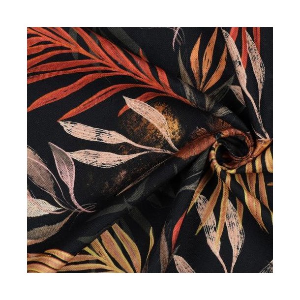 Canvas digital Tropical Leaves, Black