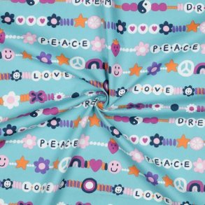 Fine poplin Love, Light petrol