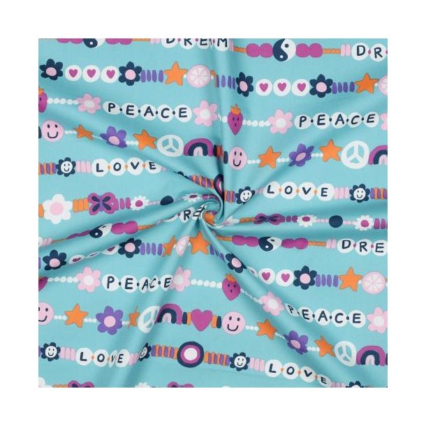 Fine poplin Love, Light petrol