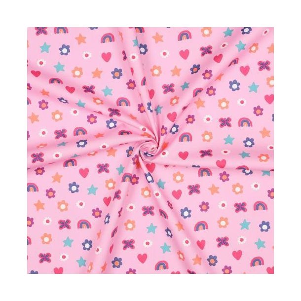 Fine poplin Love, Light pink