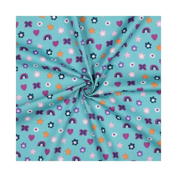 Fine poplin Love, Light petrol