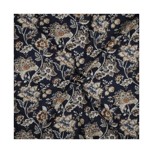 Canvas Digital Flowers, Navy