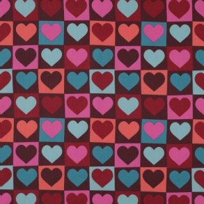 Fine poplin Hearts, Bordeaux