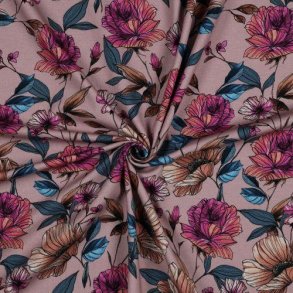 �kotex bomulds jersey Big Flowers, Dark Powder