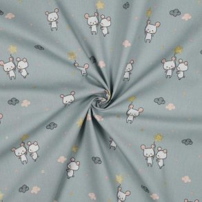 Poplin Glitter sweet Mouse, Ocean green