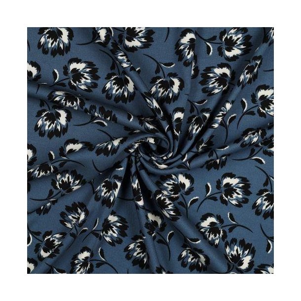 Rosellea/viscose stretch Flowers , Blue