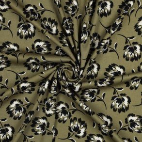 Rosella/viscose stretch Flowers, Olive