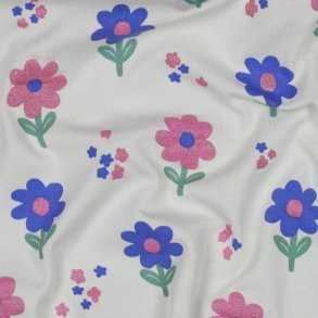 �kotex bomulds jersey Glitter Flowers, Off white