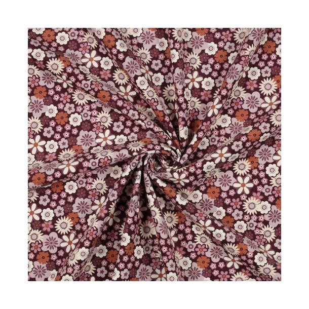 Babycord/fl�jl Flowers, Dark purple