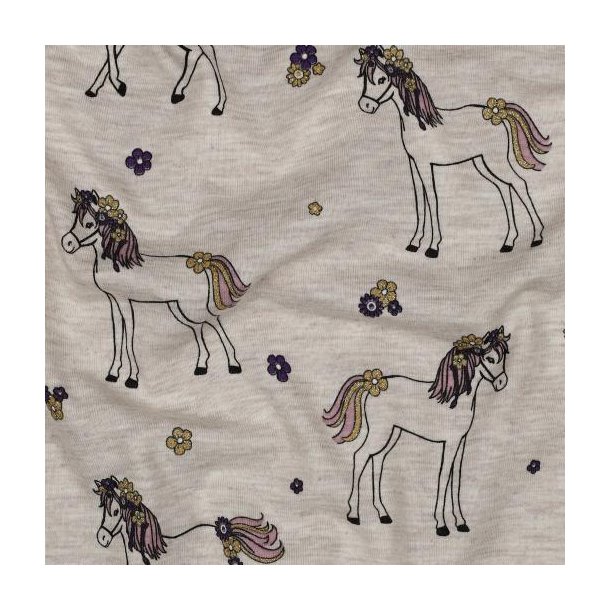 �kotex bomulds jersey Melange Glitter Horses, Light sand