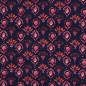 Fine poplin digital Flowers, Navy