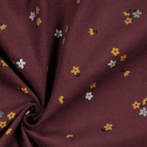 Babycord/fl�jl Glitter Flowers, Mulberry