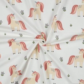 �kotex bomulds jersey Glitter Unicorn, White