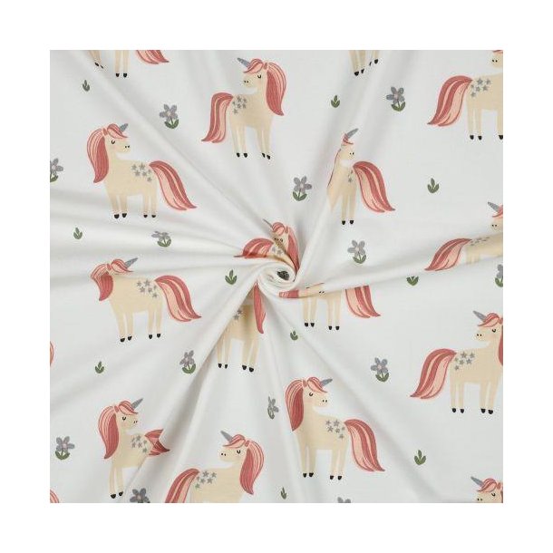 �kotex bomulds jersey Glitter Unicorn, White