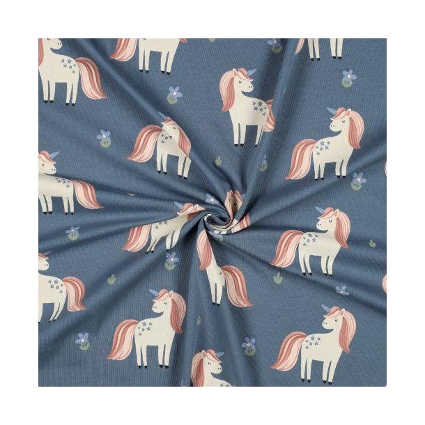 �kotex bomulds jJersey Glitter Unicorns, Blue