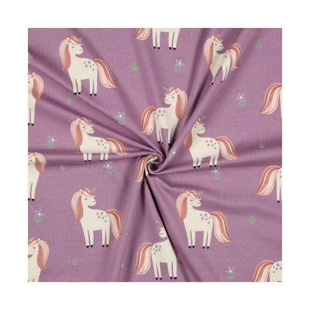 �kotex bomulds Jersey Glitter Unicorns, Grape