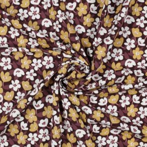 Jersey Glitter Flowers, Wine red