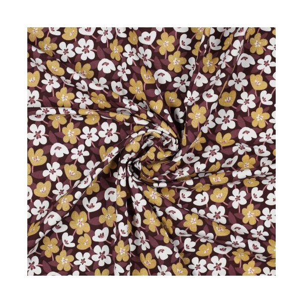 Jersey Glitter Flowers, Wine red