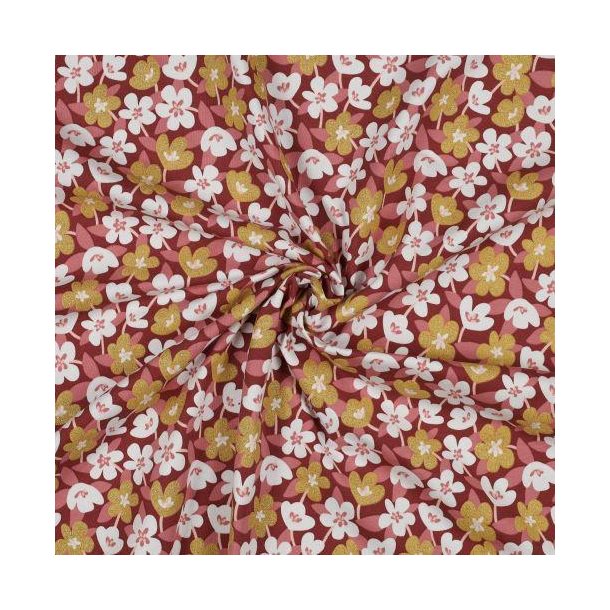 Jersey Glitter Flowers, Brick red