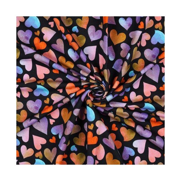 French terry, digital Hearts, Navy