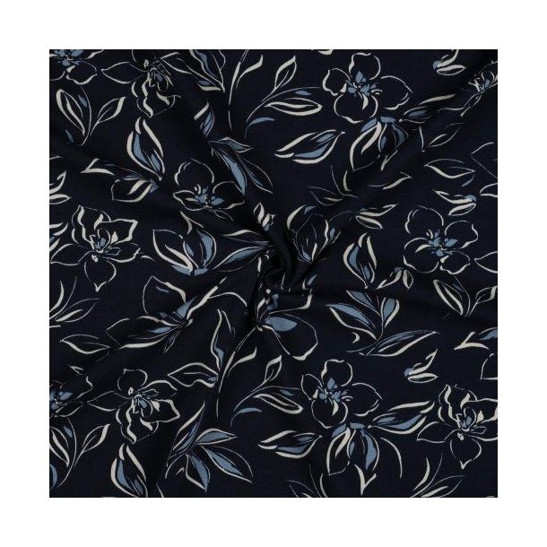 Gots French terry Flowers, Navy