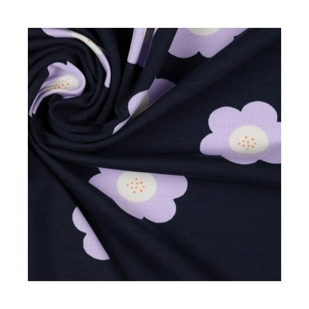 Gots French Terry Big Flowers, Navy