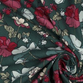�kotex bomulds jersey Big Flowers, Emerald
