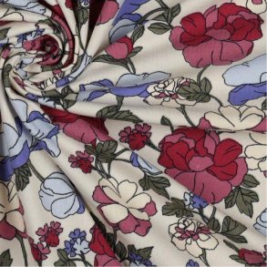 �kotex bomulds jersey Big Flowers, Ecru