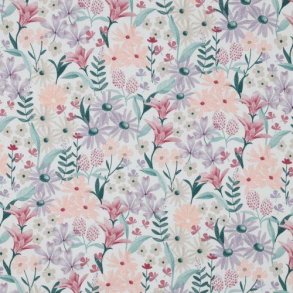 Jersey digital Flowers, White