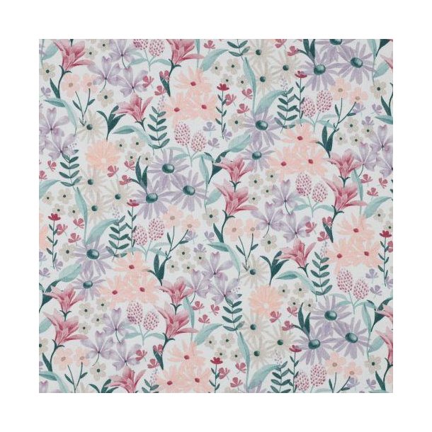 Jersey digital Flowers, White