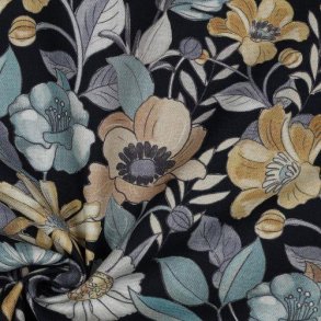 Canvas Digital Flowers, Navy