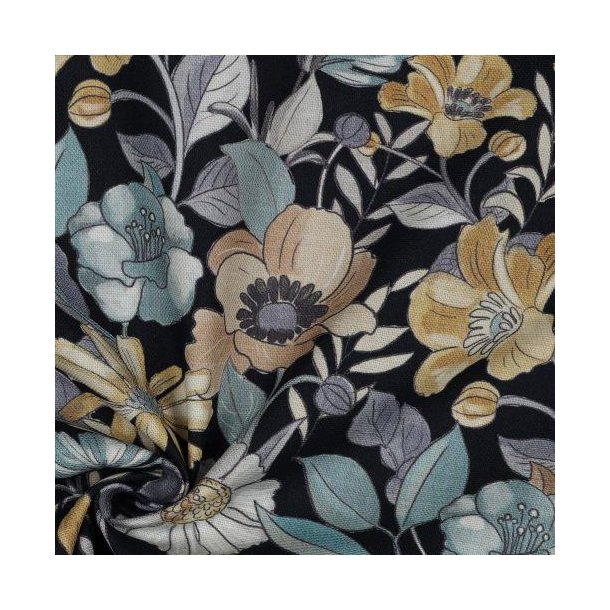 Canvas Digital Flowers, Navy