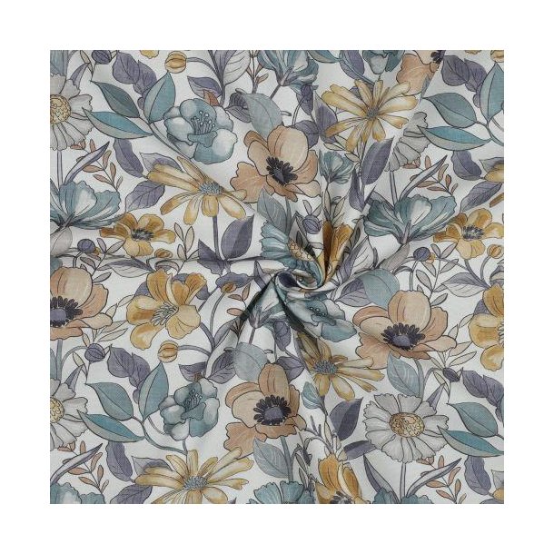 Canvas Digital Flowers, white