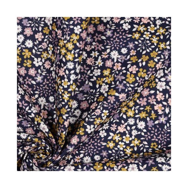 Poplin Small Flowers, Navy
