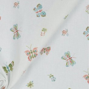 Poplin Digital butterflies, White