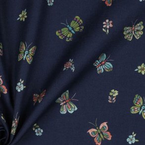 Poplin digital butterflies, Navy