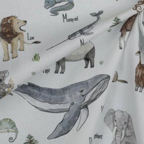 Poplin digital animals, White