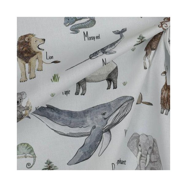Poplin digital animals, White